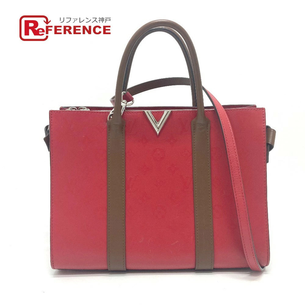 LOUIS VUITTON Monogram Very Tote Bag Leather Red